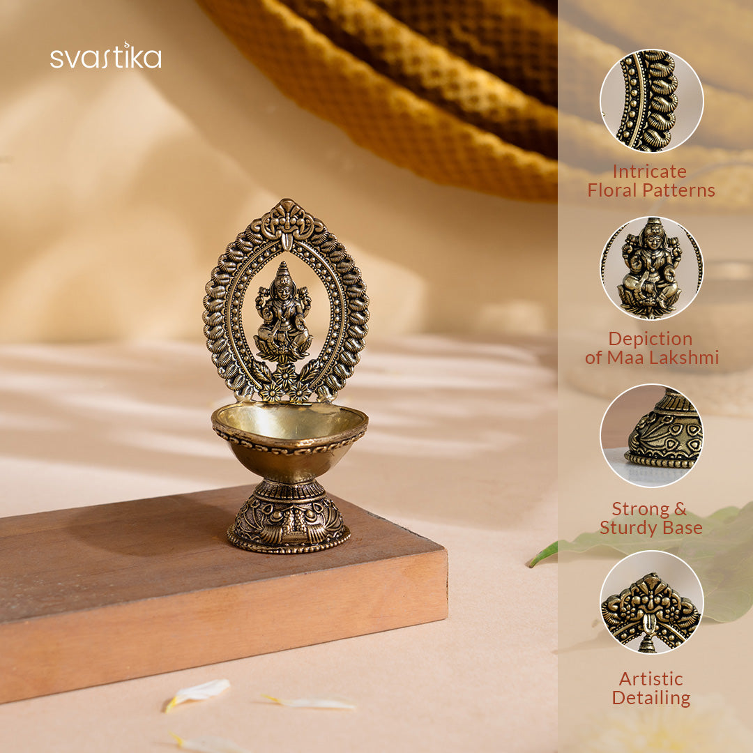 Divine Brass Lakshmi Diya (4.5 Inch)