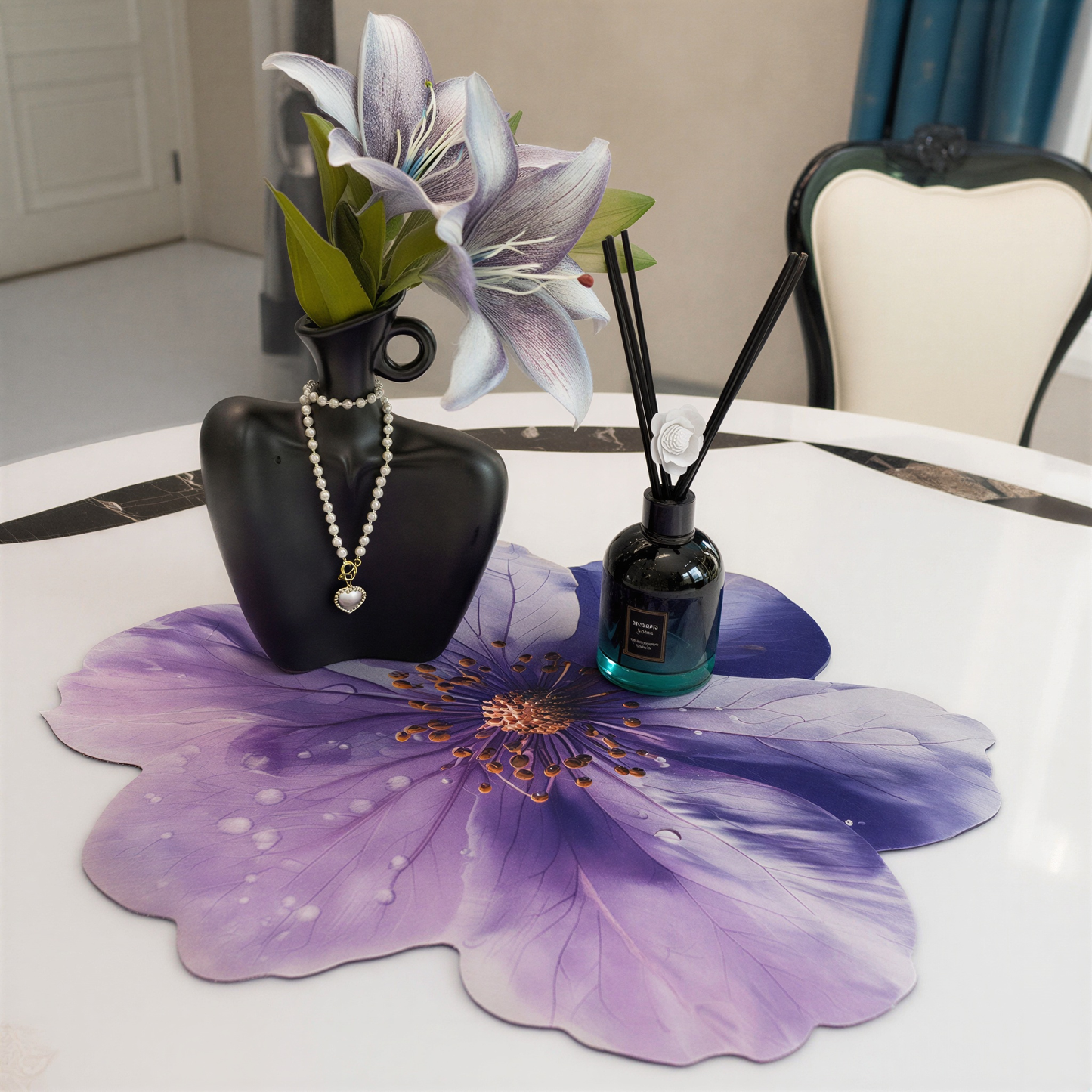 Elegant Flower Mat + Coasters