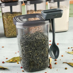 Airtight Spice Container Set With Built-In Spoon – Freshness Preserved
