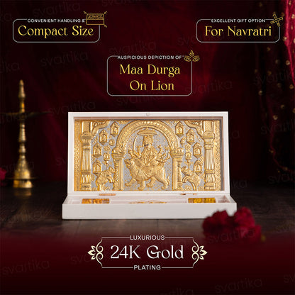 Svastika Nav Durga Pocket Temple - Gold Coated