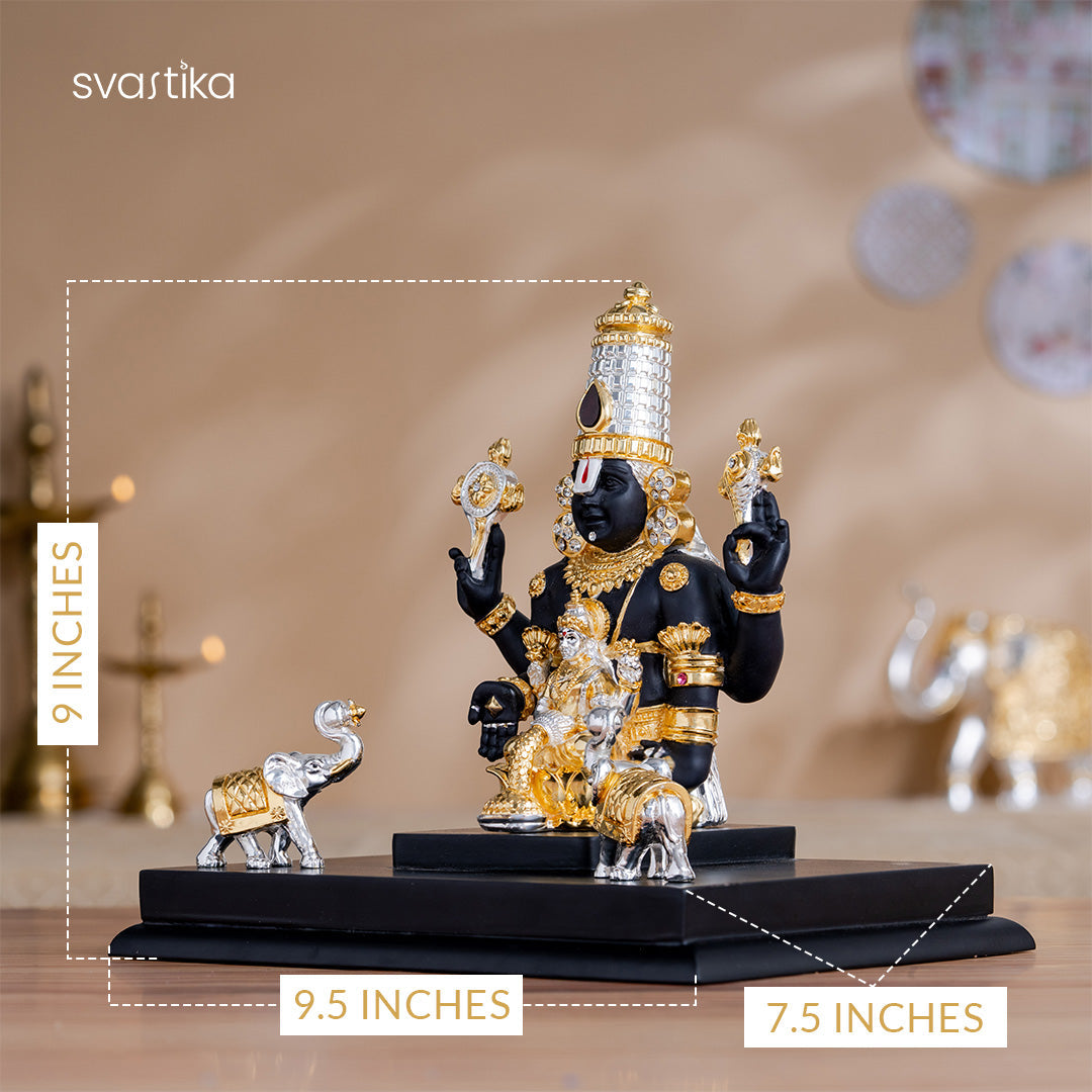 Gajalakshmi Tirupati Balaji Murti - Gold & Silver Plated