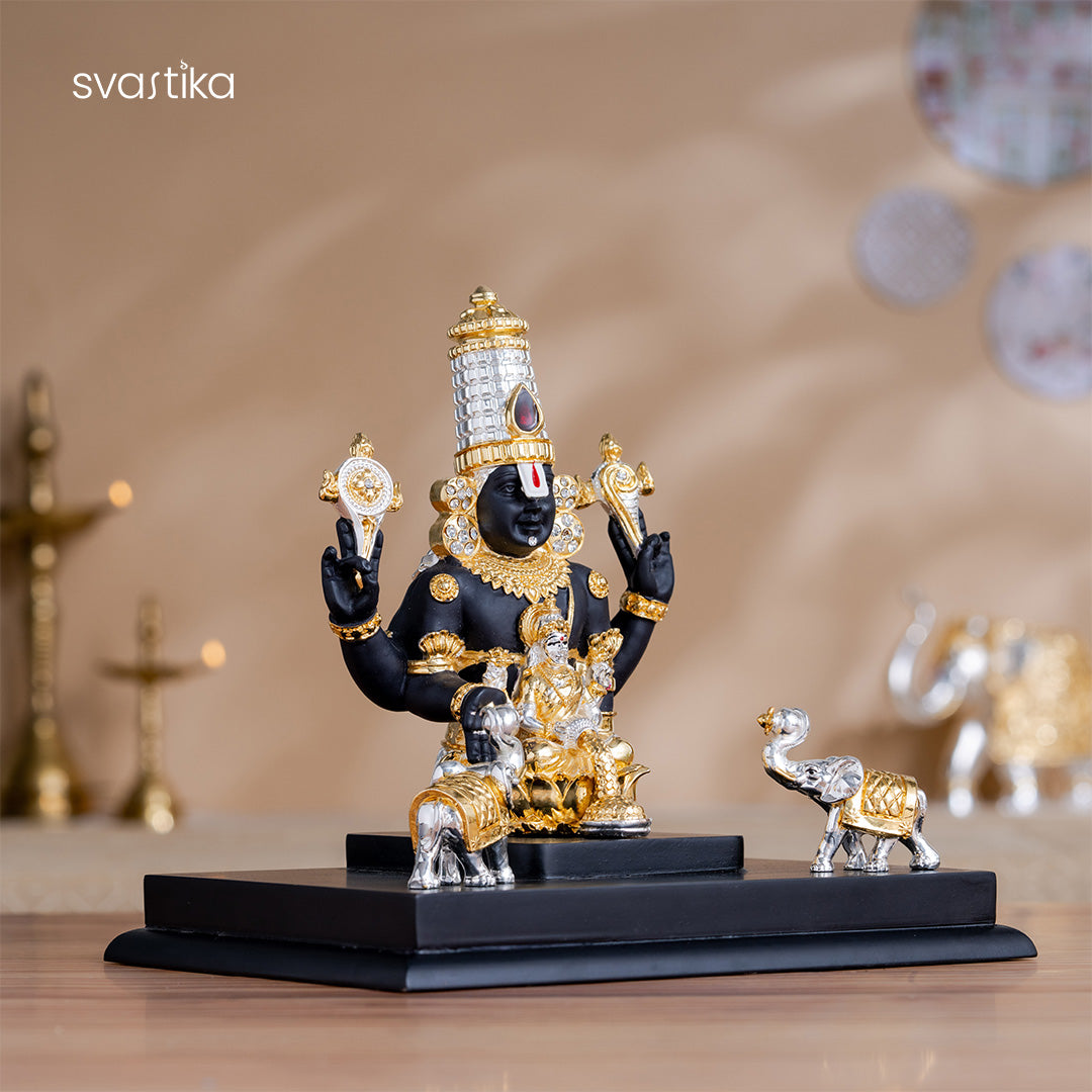 Gajalakshmi Tirupati Balaji Murti - Gold & Silver Plated