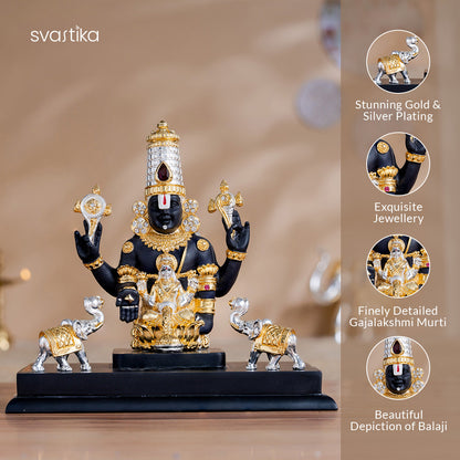 Gajalakshmi Tirupati Balaji Murti - Gold & Silver Plated