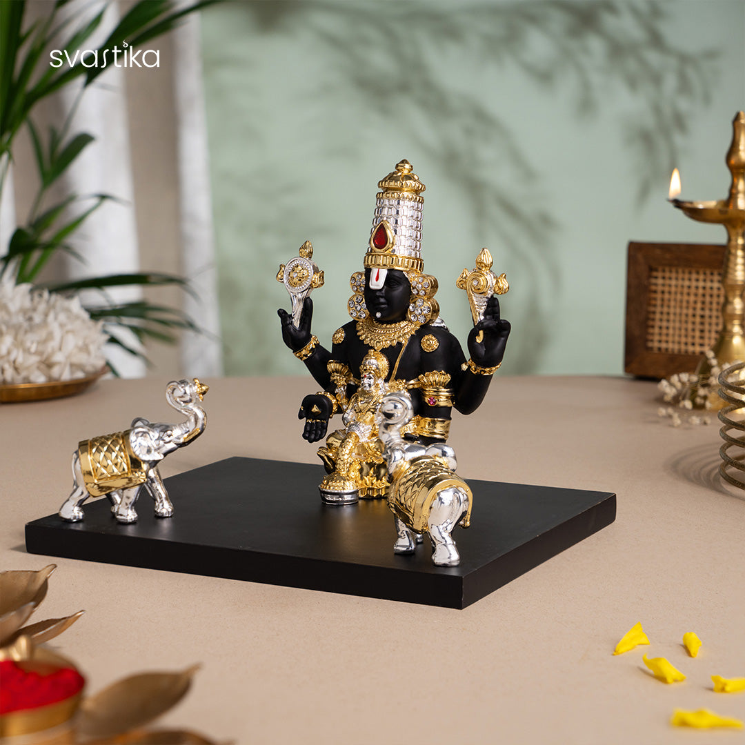 Gajalakshmi Tirupati Balaji Murti - Gold & Silver Plated