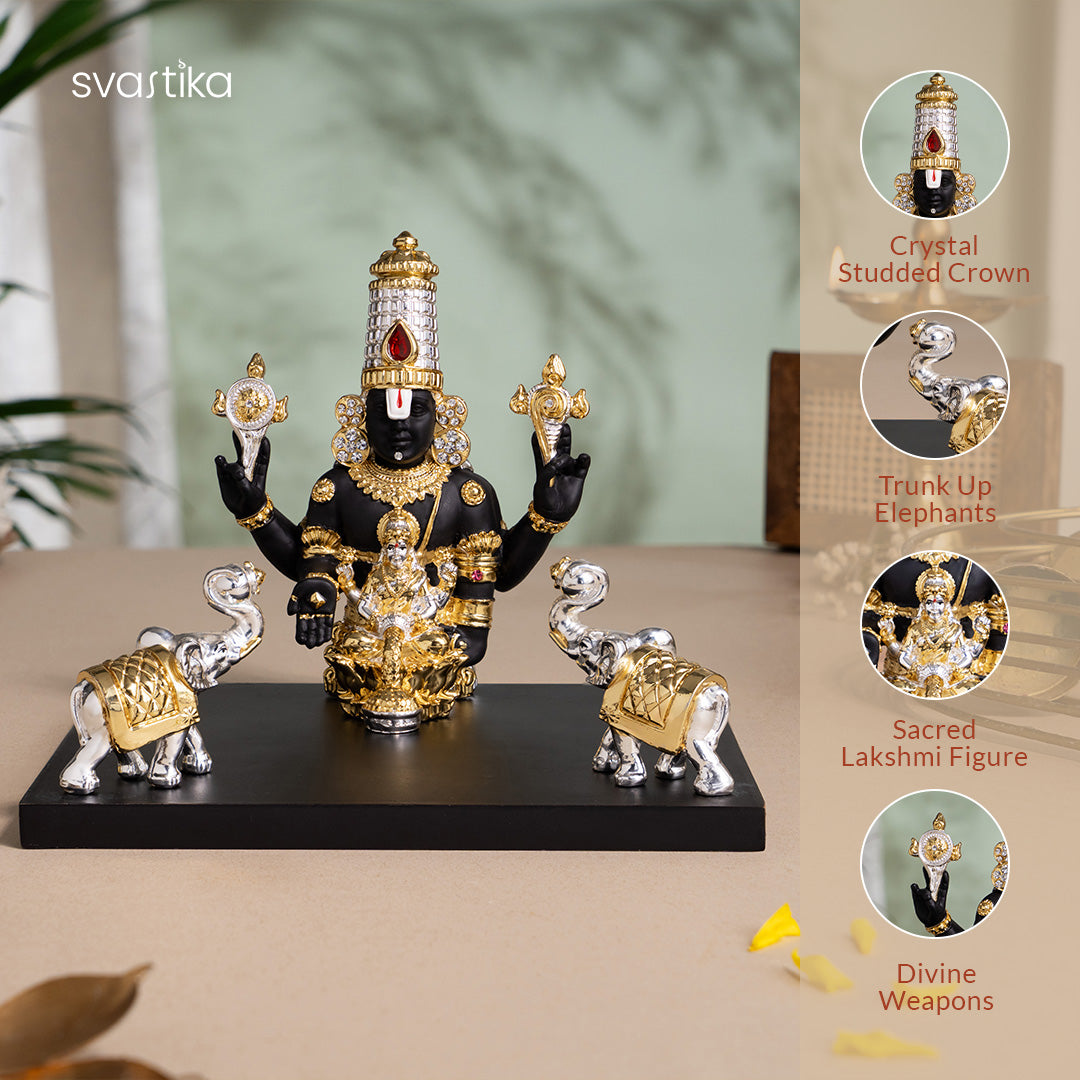Gajalakshmi Tirupati Balaji Murti - Gold & Silver Plated