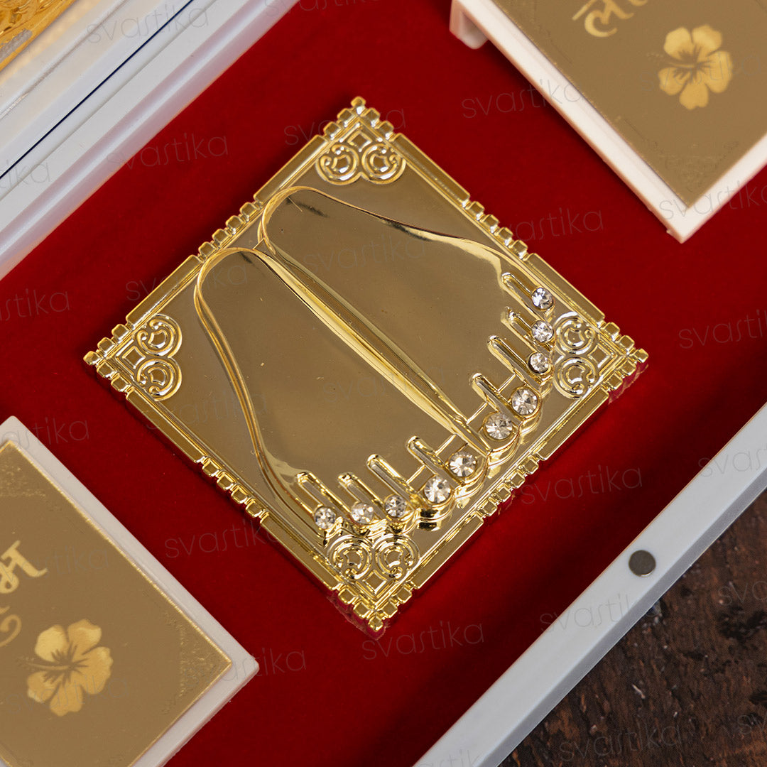 Svastika Ganesh Lakshmi Saraswati Pocket Temple - Gold Coated