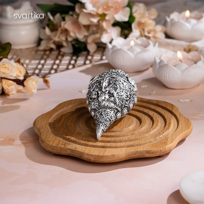 Ganesh Shankh (Conch) - Silver Plated (5 Inch)