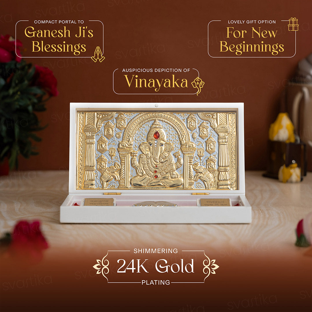 Svastika Ganesha Pocket Temple - Gold Plated