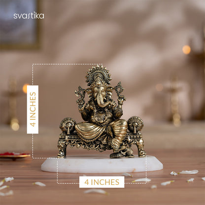 Brass Laxmi Ganesh Saraswati Murti Set (4 Inch)