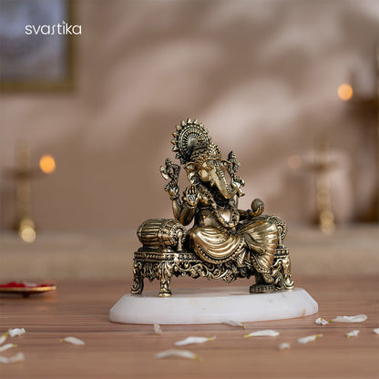 Brass Laxmi Ganesh Saraswati Murti Set (4 Inch)