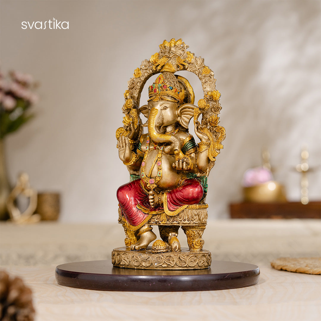 Rustic Ganesha Antique Murti (10 Inch)