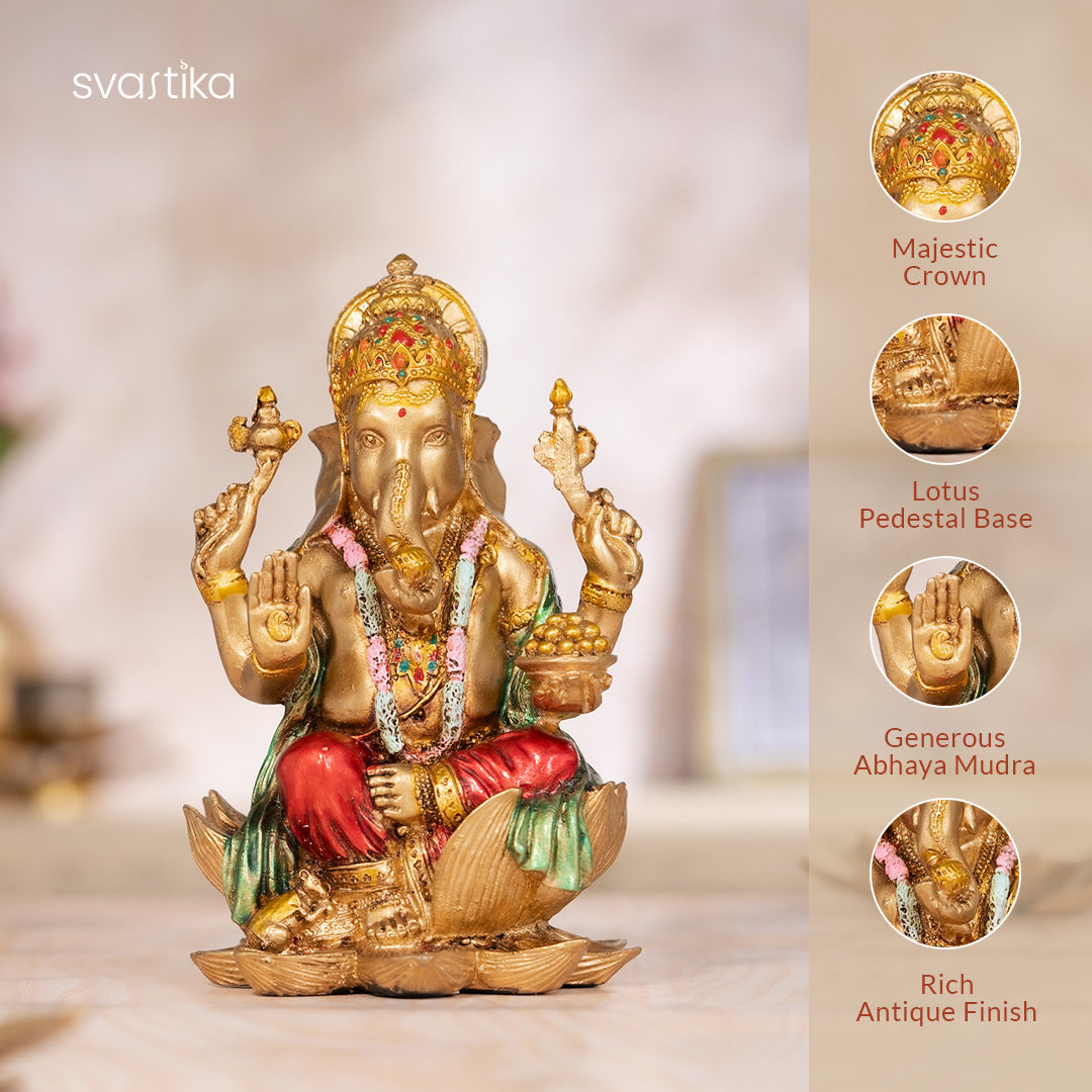 Ganesha Vighnaharta Antique Idol (7 inch)