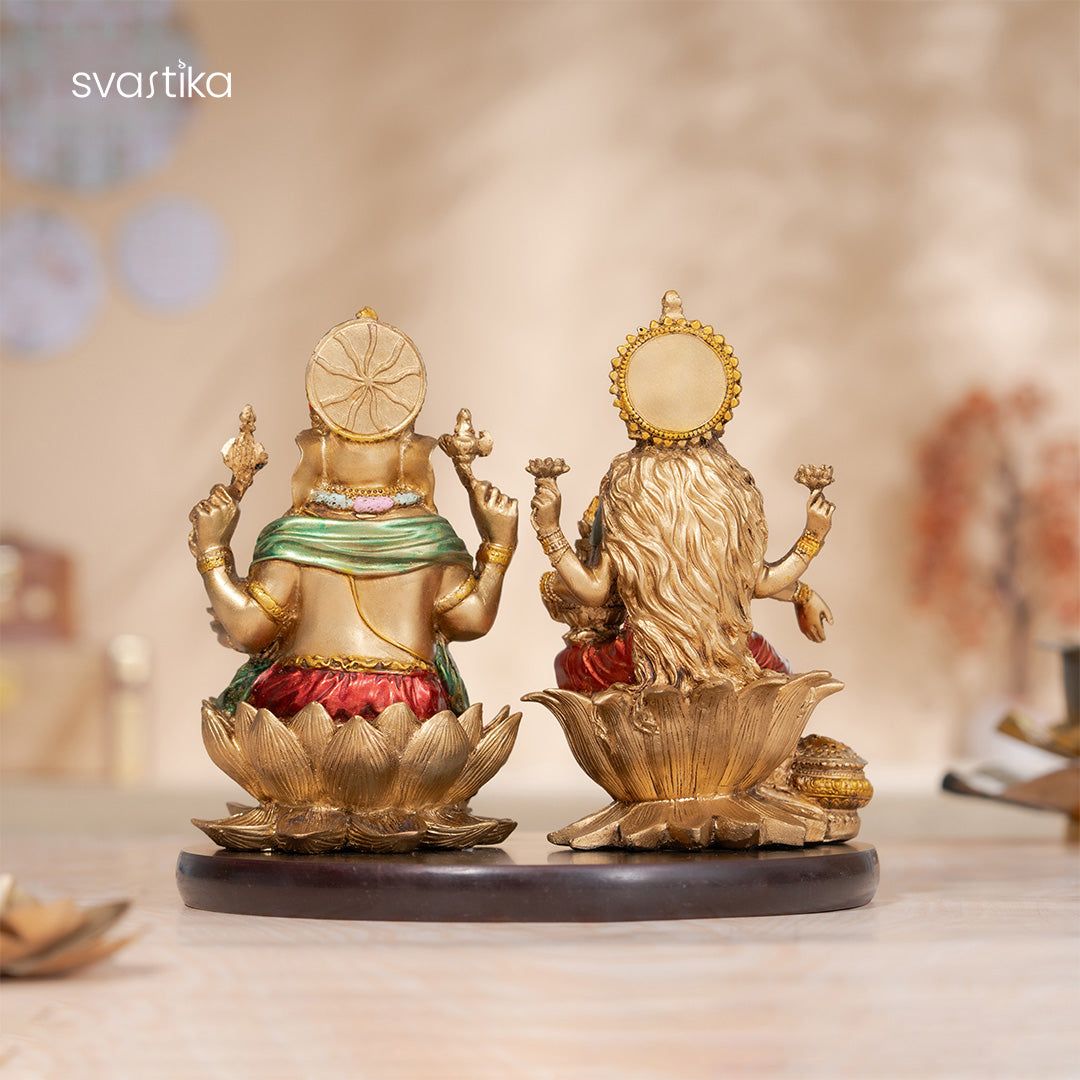 Antique Ganesh Lakshmi Murti Pair (7 Inch)