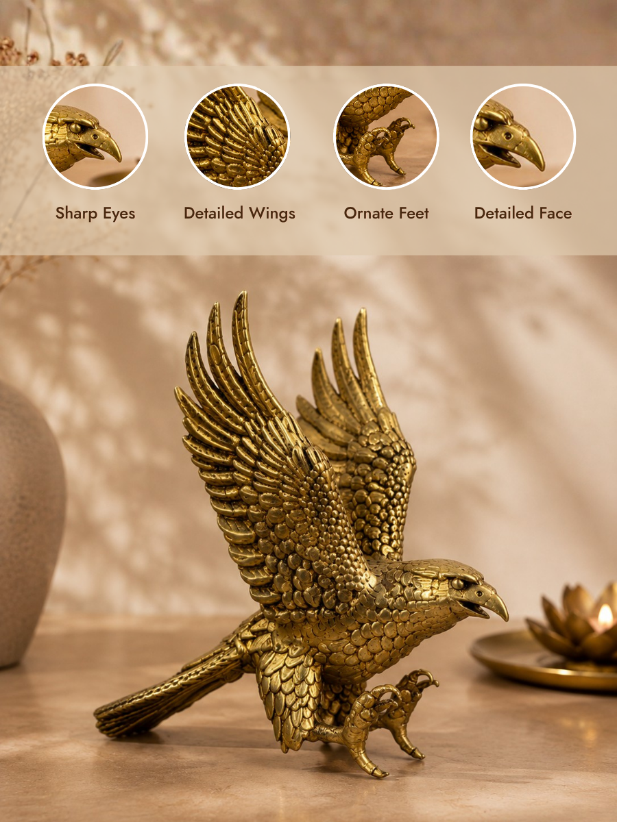 Garuda Eagle Antique Gold Finish Showpiece for Home and Office Decor