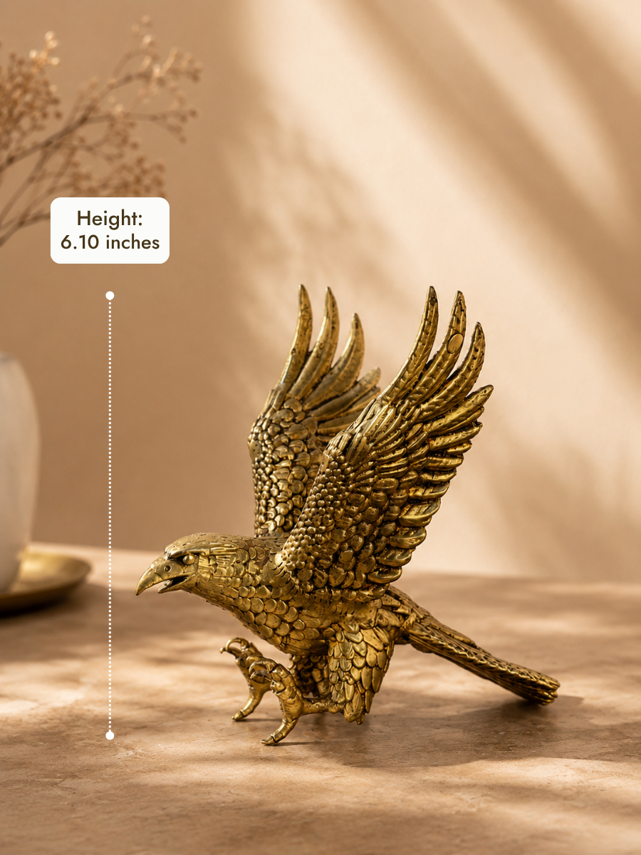 Garuda Eagle Antique Gold Finish Showpiece for Home and Office Decor