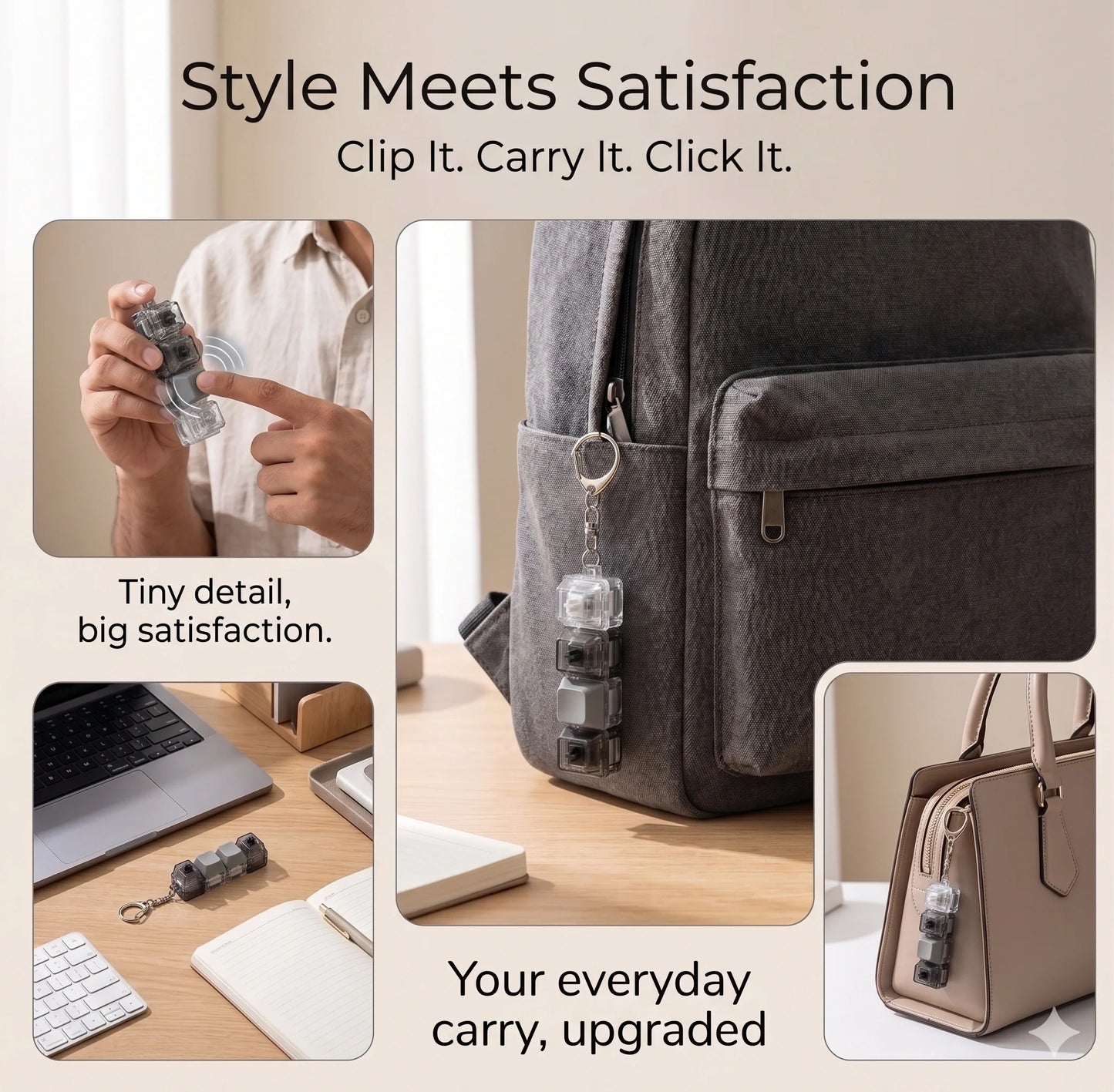 KeyZen™ – Mechanical Fidget Keychain |  Satisfying Click Sensation | Focus & Anxiety Control