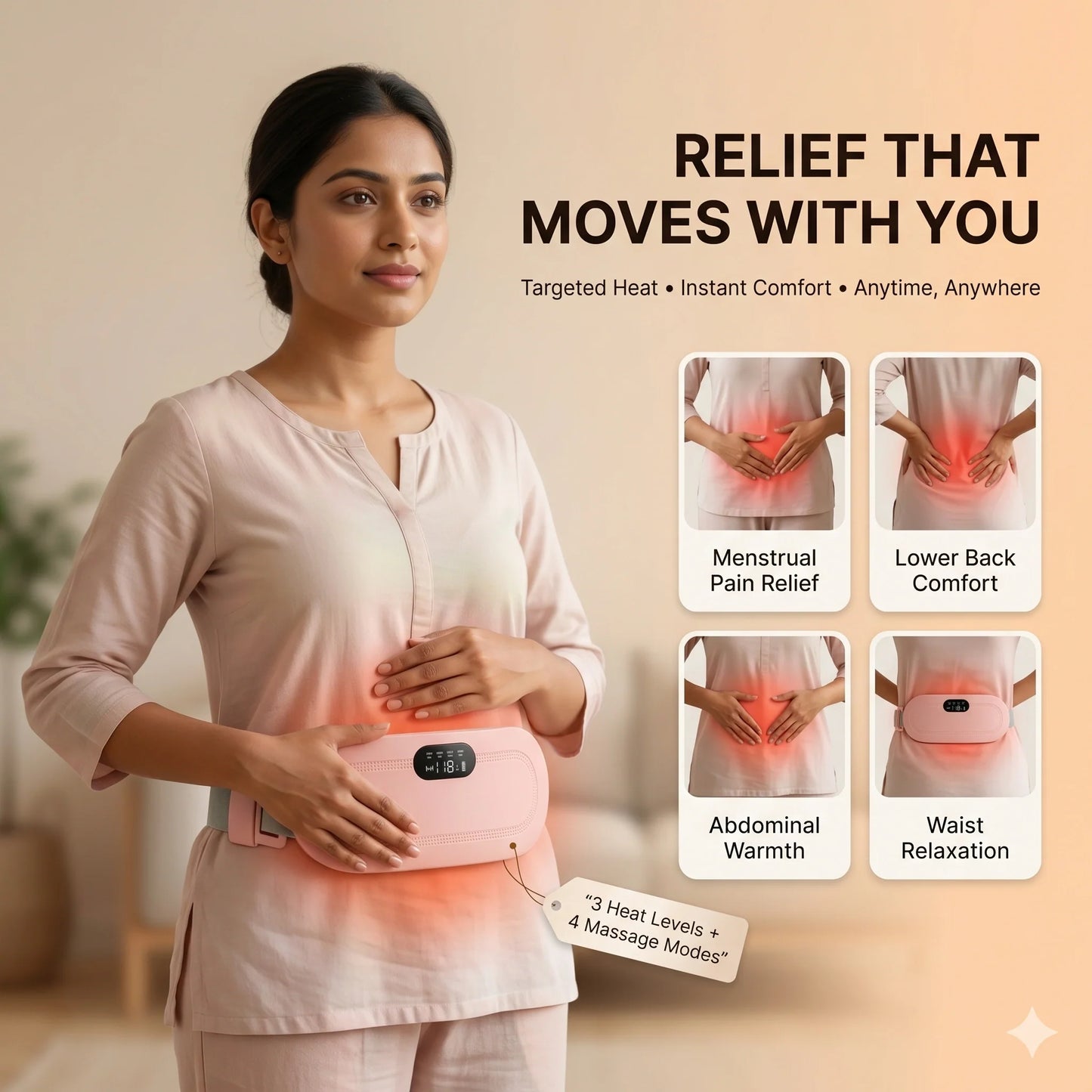 HeatingBelt™ – Smart Heating Belt | Heat + Massage Therapy | Period Pain Relief