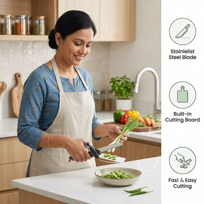 Clever Cutter - 2-in-1 Smart Scissors | Zero-Counter-Mess | Instant-Food Slicer