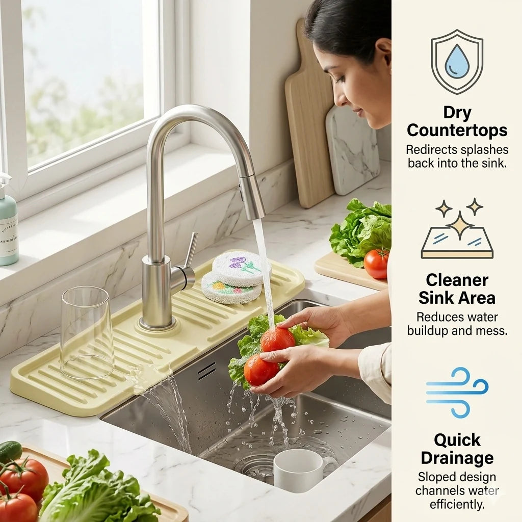 SinkGuard™ – Premium Faucet Mat | Splash Protection | Keeps Surfaces Spotless