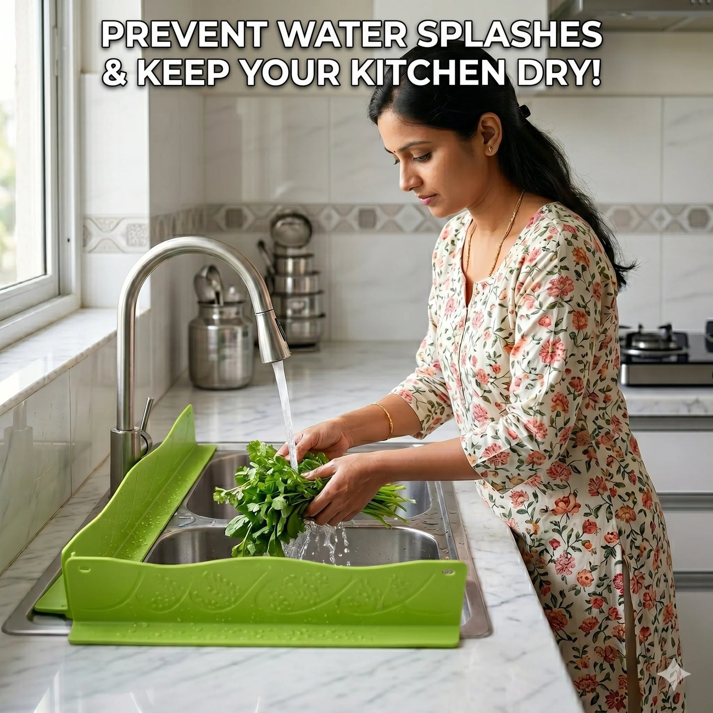 SplashShield™ – Sink Splash Guard | Flexible Silicone | Keeps Counters Dry & Clean