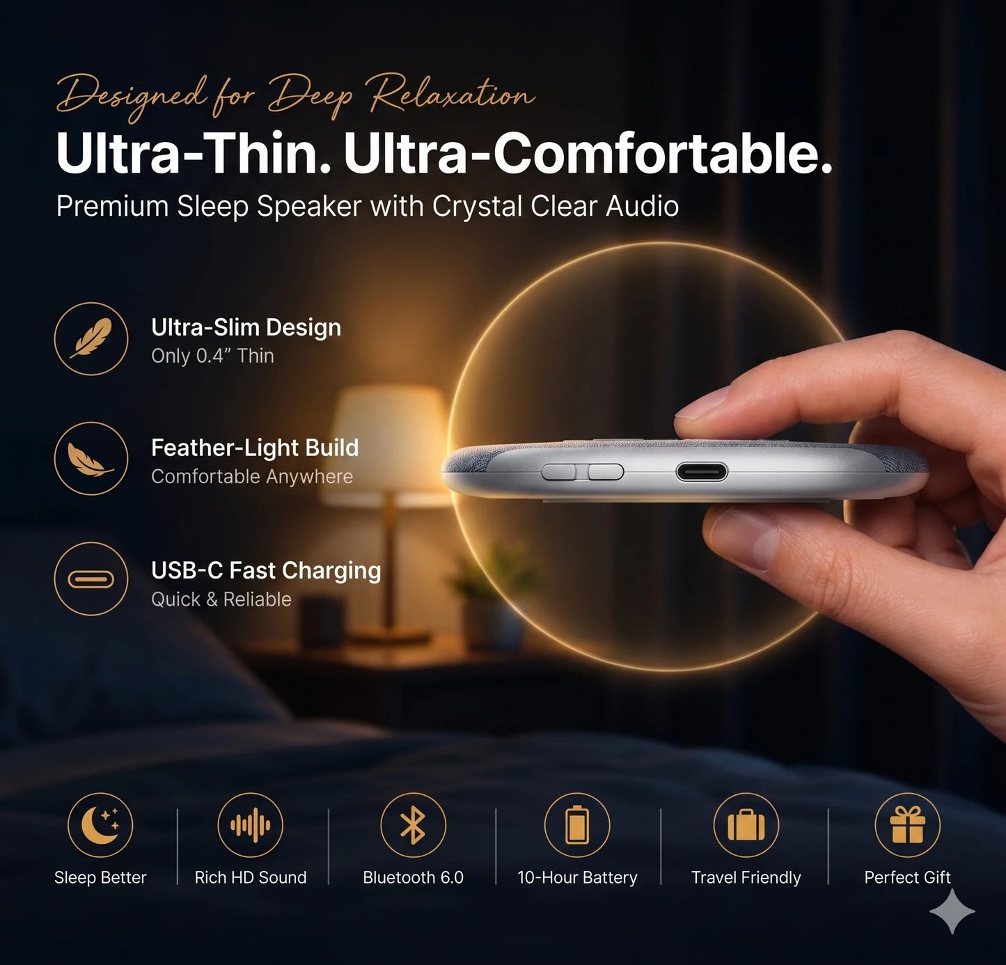 PillowTone™ – Under Pillow Speaker | Ultra-Thin Wireless | Private Night Listening