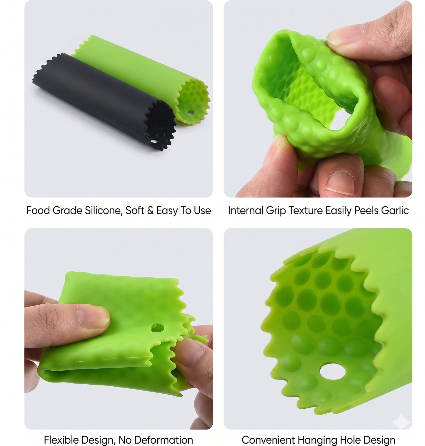 GarlicPeeler™ – Soft Silicone Peeler | Anti-Odor Roll Tube | Effortless Clove Peeling