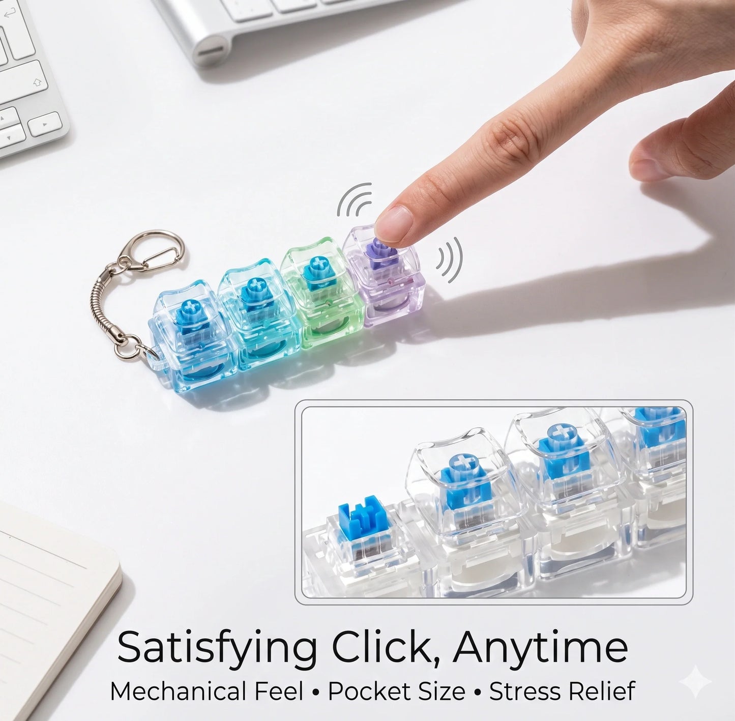 KeyZen™ – Mechanical Fidget Keychain |  Satisfying Click Sensation | Focus & Anxiety Control