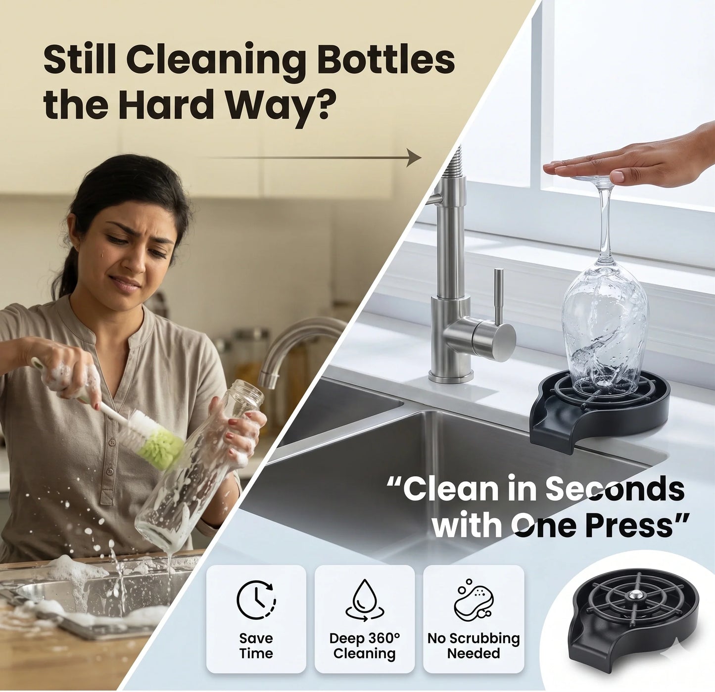 JetRinse™ – Automatic Cup Cleaner | High-Speed Water Jets | One-Tap Wash