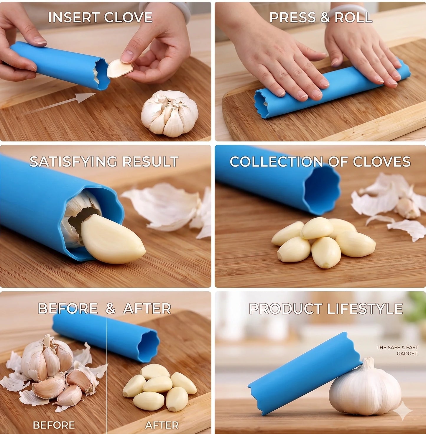 GarlicPeeler™ – Soft Silicone Peeler | Anti-Odor Roll Tube | Effortless Clove Peeling