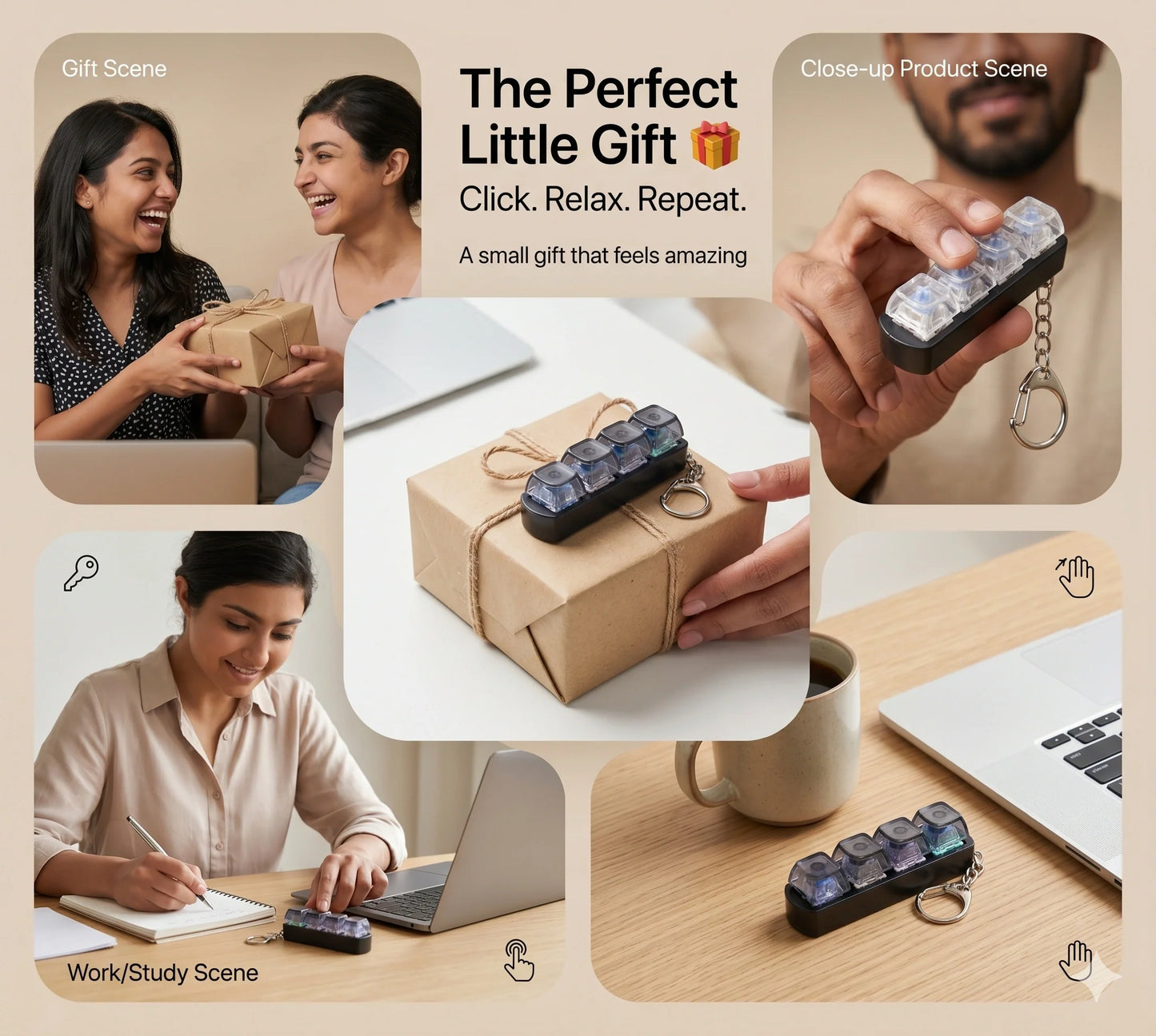 KeyZen™ – Mechanical Fidget Keychain |  Satisfying Click Sensation | Focus & Anxiety Control
