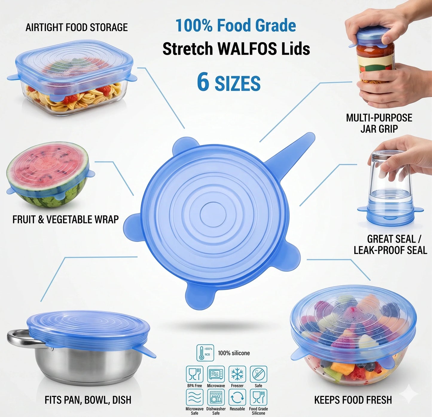 StretchLids – Airtight Food Covers | Leakproof Food Storage | Fridge & Microwave Safe