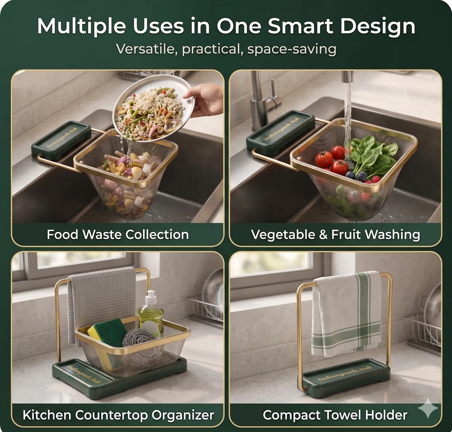 SinkStrainer™– Invisible Strainer Liners | Anti-Bacterial Rack | Elegant for Premium Sinks.