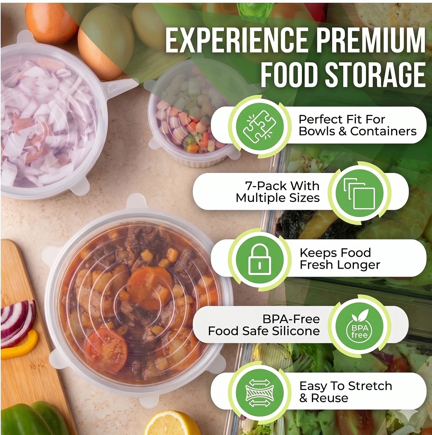 StretchLids – Airtight Food Covers | Leakproof Food Storage | Fridge & Microwave Safe