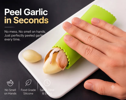 GarlicPeeler™ – Soft Silicone Peeler | Anti-Odor Roll Tube | Effortless Clove Peeling
