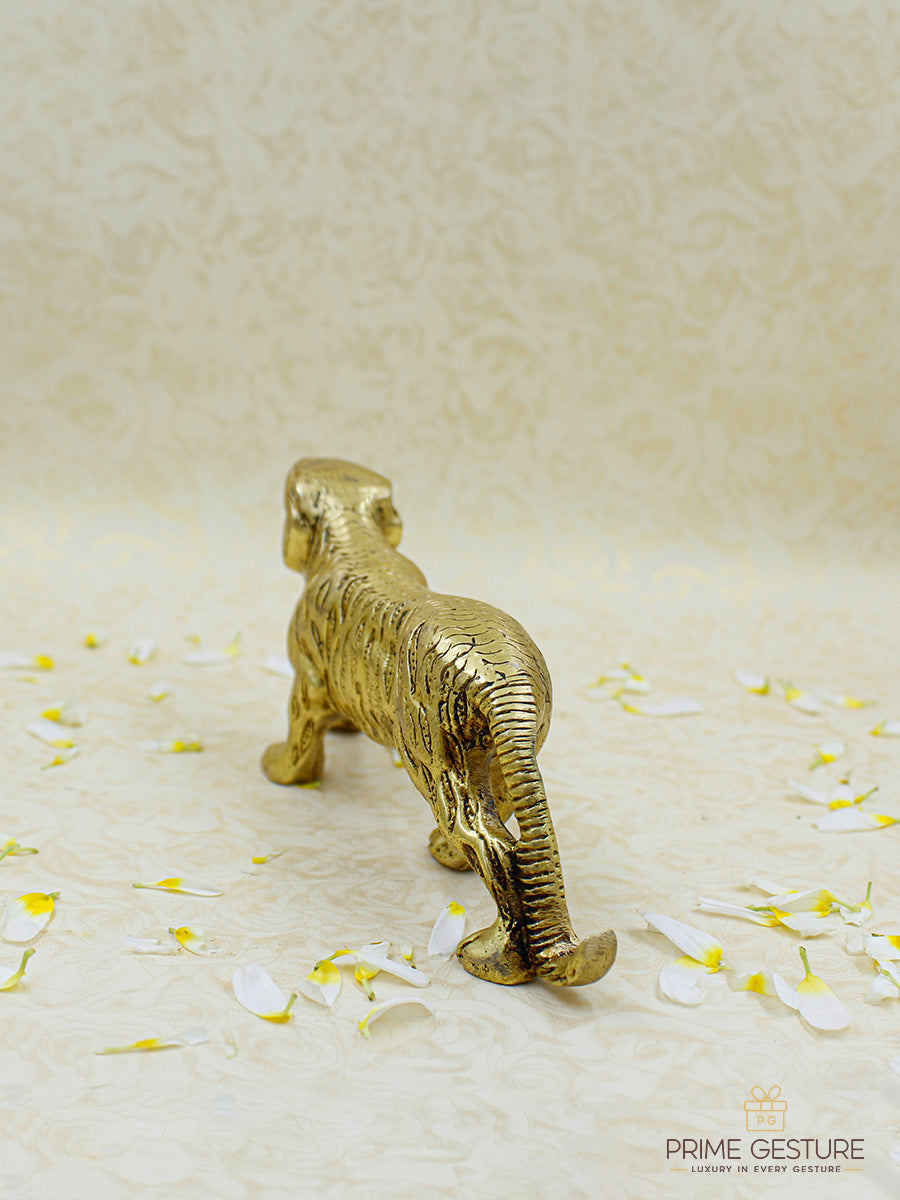 Antique Golden Metal Tiger Statue (Set of 2)