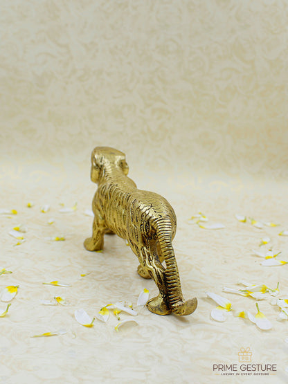 Antique Golden Metal Tiger Statue (Set of 2)