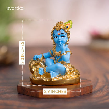 Gold Plated Laddu Gopal Krishna Murti - 3.3 Inch