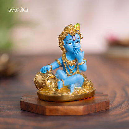 Gold Plated Laddu Gopal Krishna Murti - 3.3 Inch