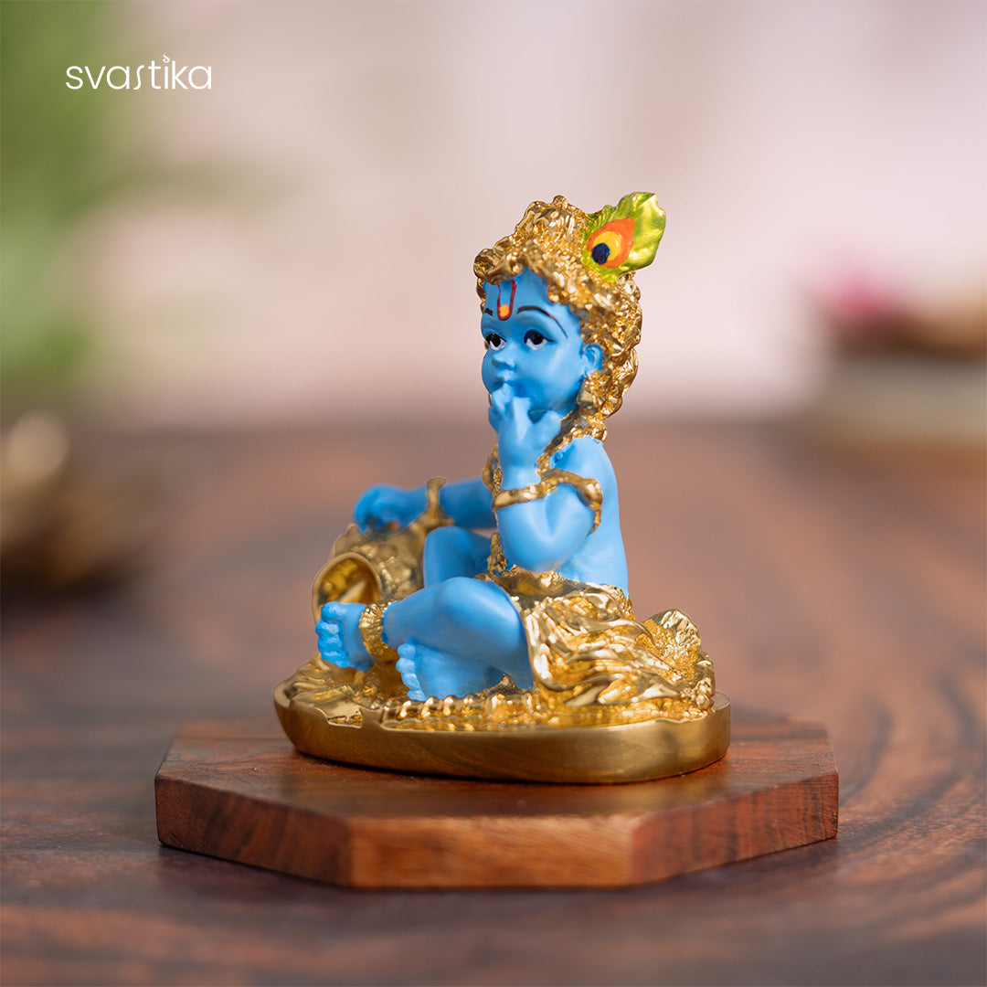 Gold Plated Laddu Gopal Krishna Murti - 3.3 Inch