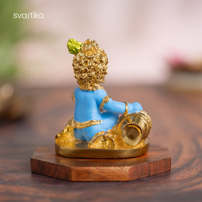 Gold Plated Laddu Gopal Krishna Murti - 3.3 Inch