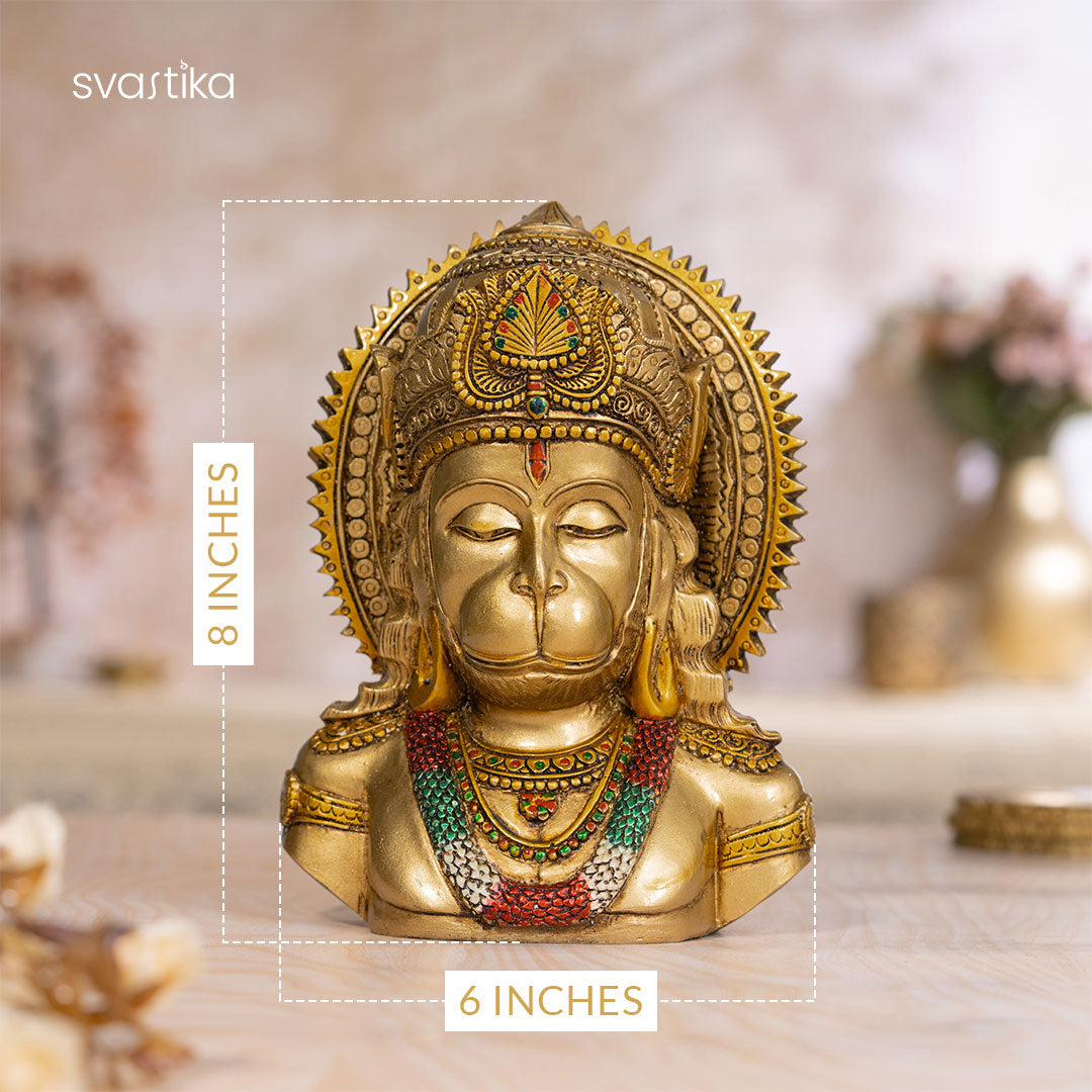 Meditating Lord Hanuman Face Antique Idol (8 Inch)