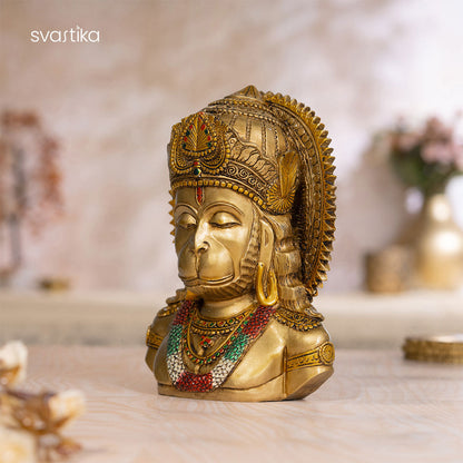 Meditating Lord Hanuman Face Antique Idol (8 Inch)
