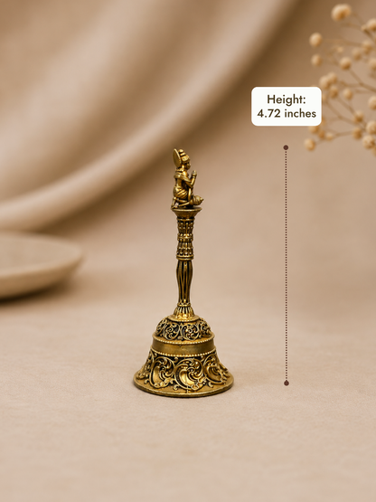 Hanuman Decorative Pooja Bell Antique Gold Finish for Temple Decor