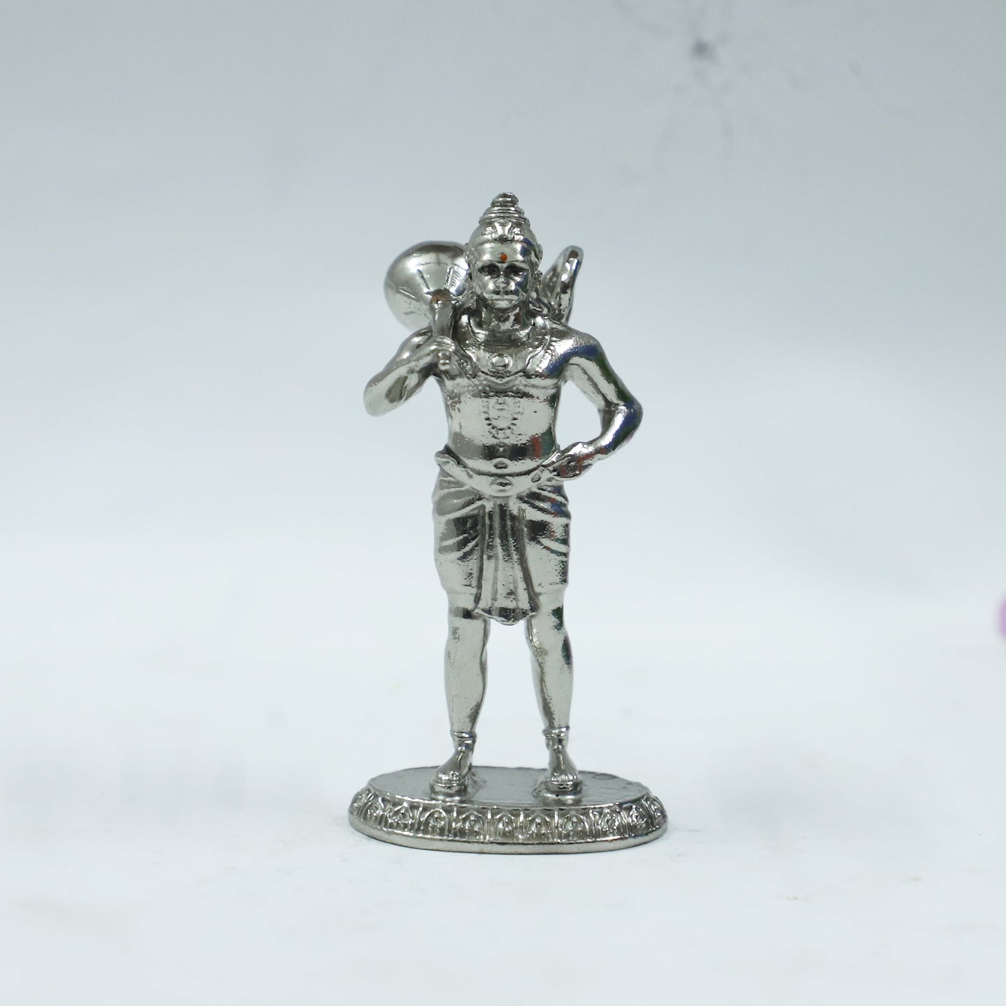 Standing Hanuman Ji Silver Finish Brass Idol | Bajrangbali Murti with Gada for Home & Office