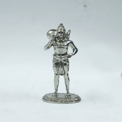 Standing Hanuman Ji Silver Finish Brass Idol | Bajrangbali Murti with Gada for Home & Office