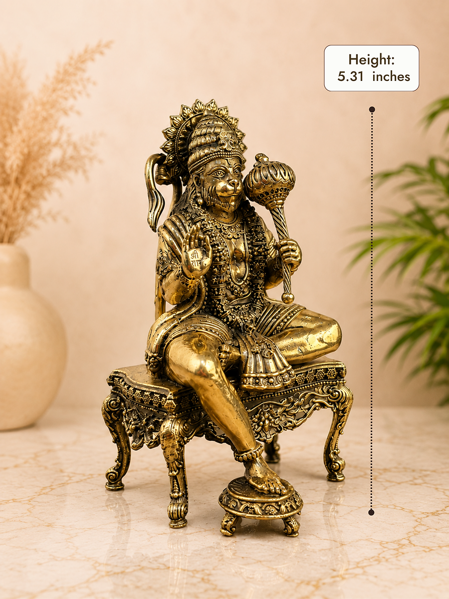 Hanuman Ji Antique Finish Idol for Home Temple & Decor
