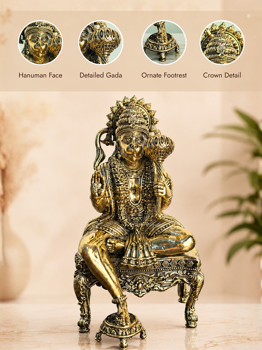 Hanuman Ji Antique Finish Idol for Home Temple & Decor