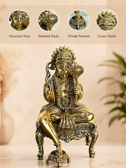 Hanuman Ji Antique Finish Idol for Home Temple & Decor