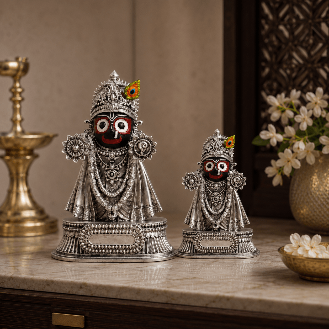 Svastika  Rajadhiraj Lord Jagannath Idol (999 Silver Plated)