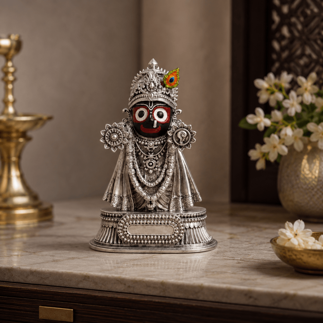 Svastika  Rajadhiraj Lord Jagannath Idol (999 Silver Plated)